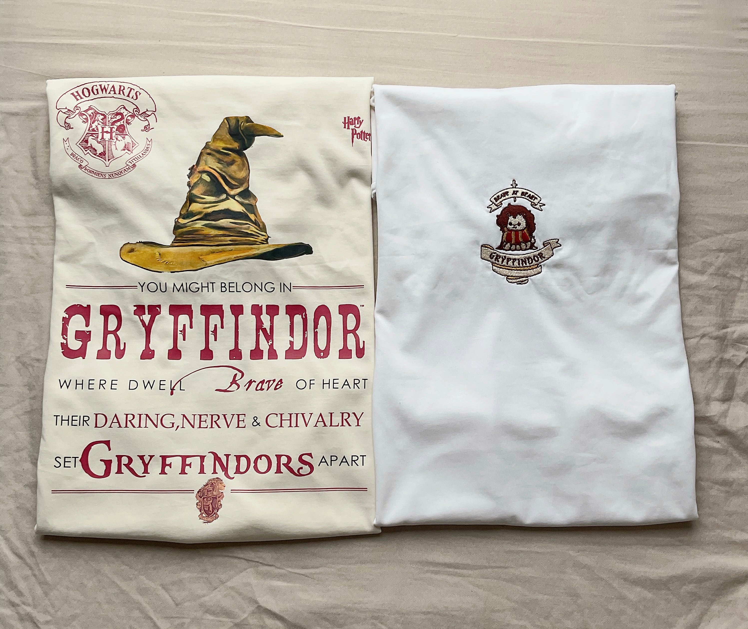 Magic School T-Shirt with Embroidered Four House Logos