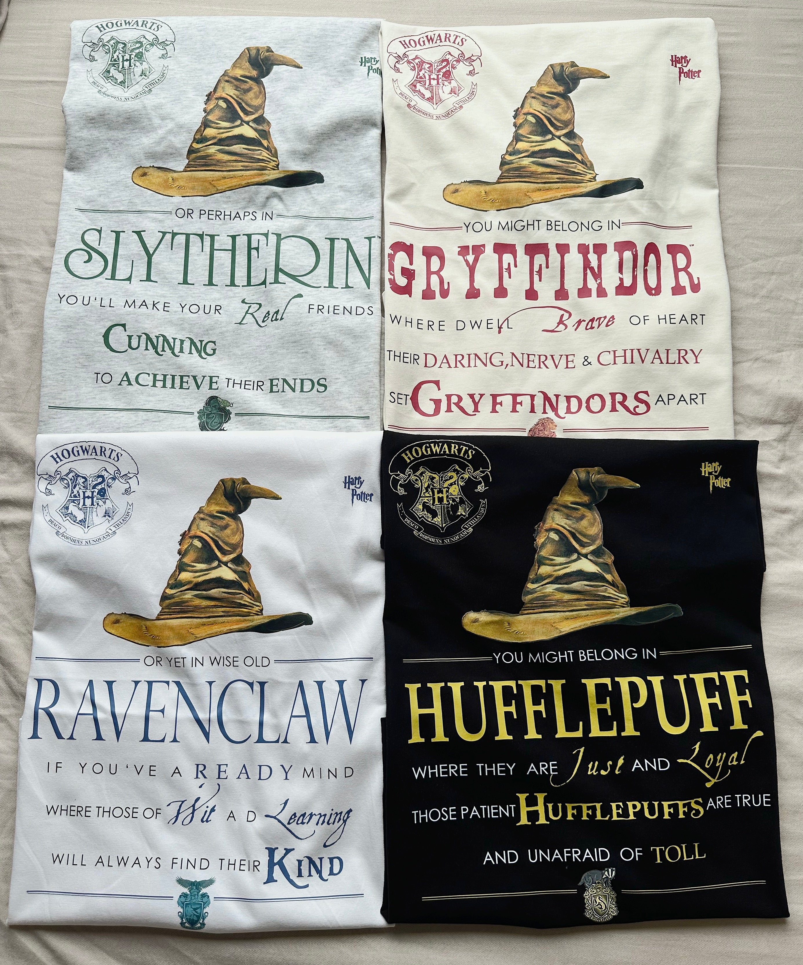 Magic School T-Shirt with Embroidered Four House Logos