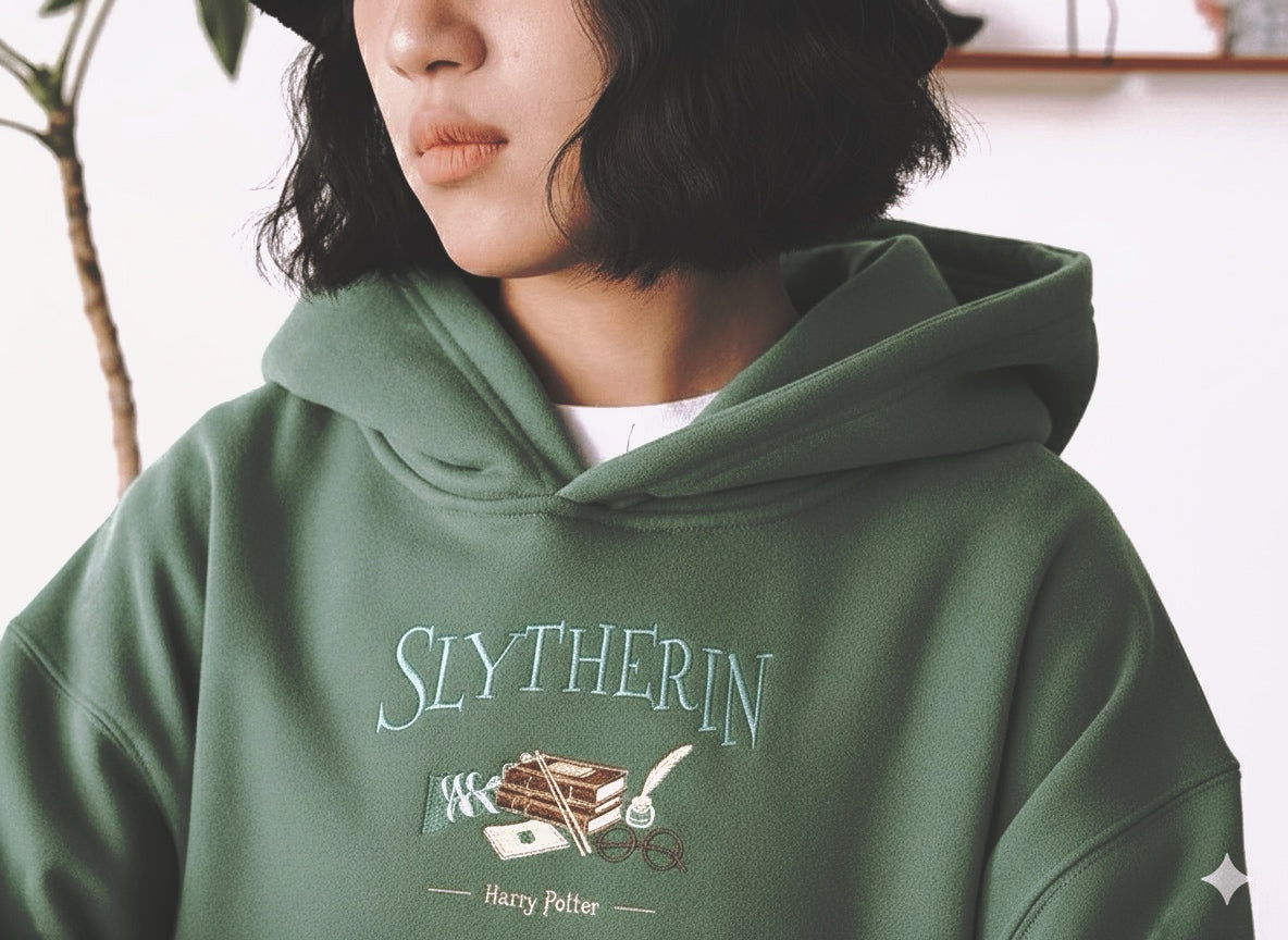 [ Freeship ] Wizard Academy Embroidered Hoodie – Unisex Fantasy Four Houses Design