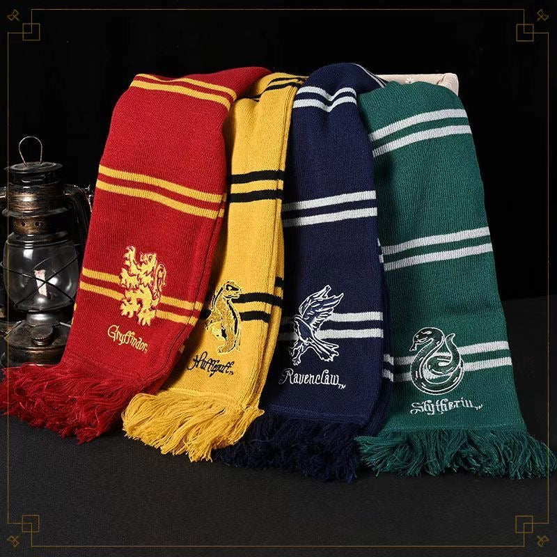 Wizard Academy Embroidered House Scarf – Fantasy Winter Accessory