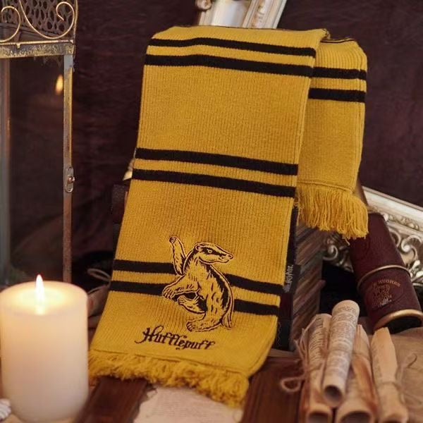 Wizard Academy Embroidered House Scarf – Fantasy Winter Accessory