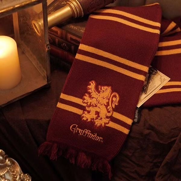 Wizard Academy Embroidered House Scarf – Fantasy Winter Accessory