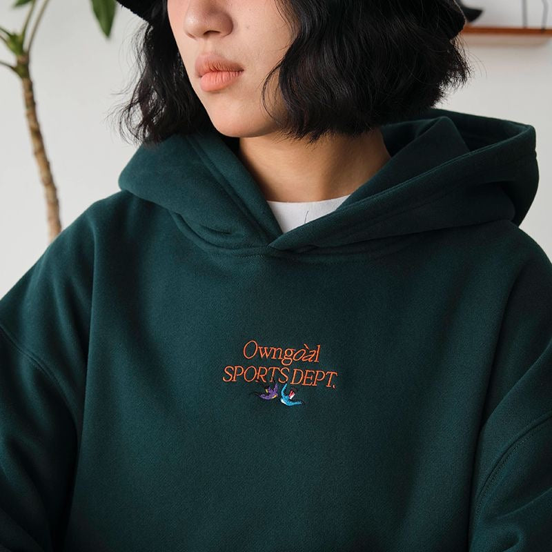 [ Coming Soon ] HeuHeu “Own Goal” Embroidered Fleece Hoodie – Classic Versatile American-