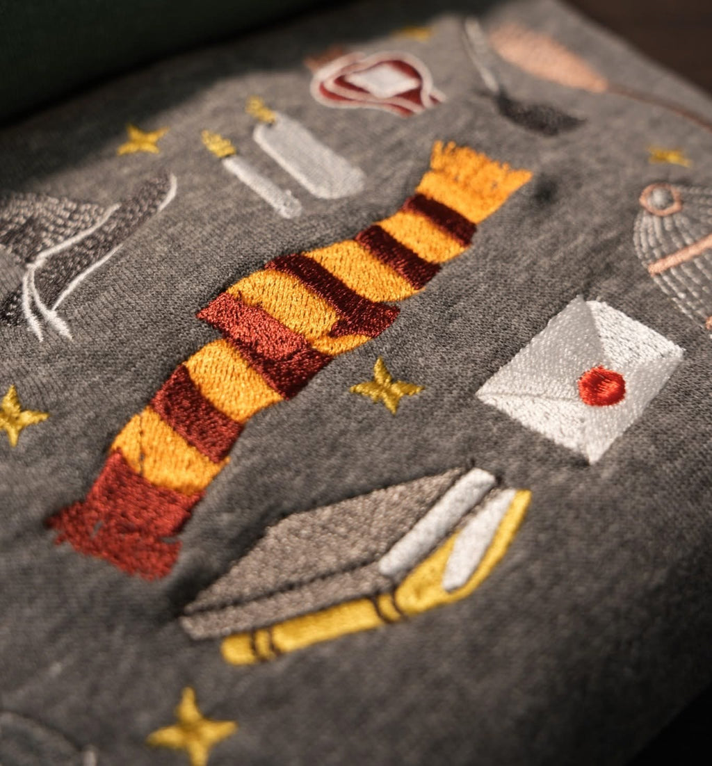 Magic School Sweater with Embroidered Wizard Crest