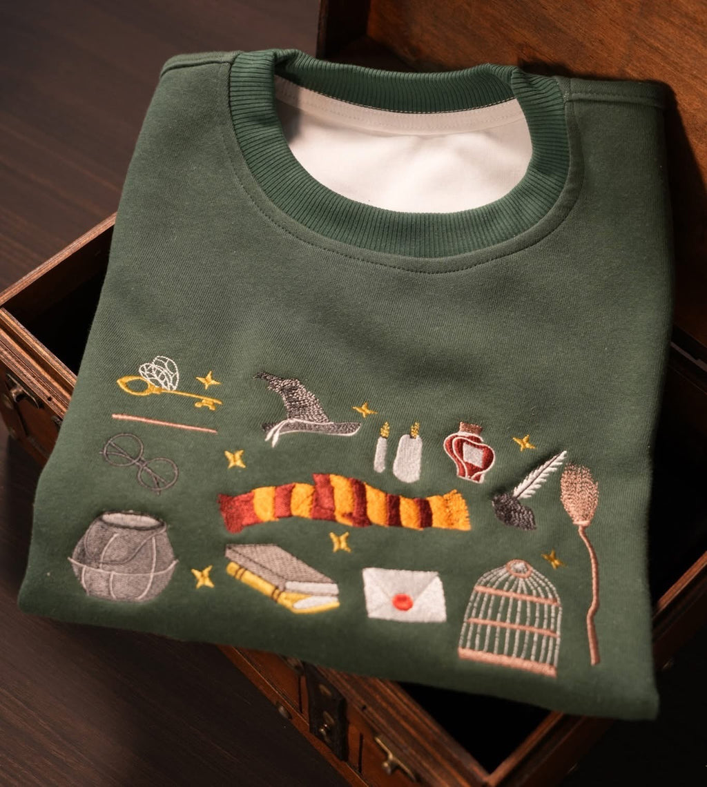 Magic School Sweater with Embroidered Wizard Crest
