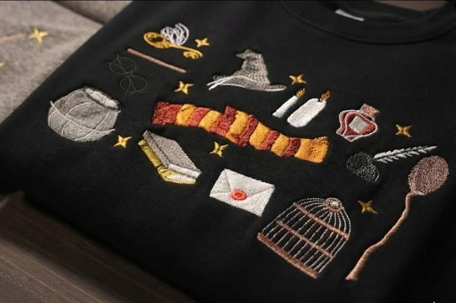 Magic School Sweater with Embroidered Wizard Crest