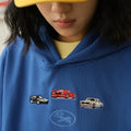 Battles Vintage Car Embroidered Hoodie -Style Loose Fit Casual Hoodie for Fall & Winter