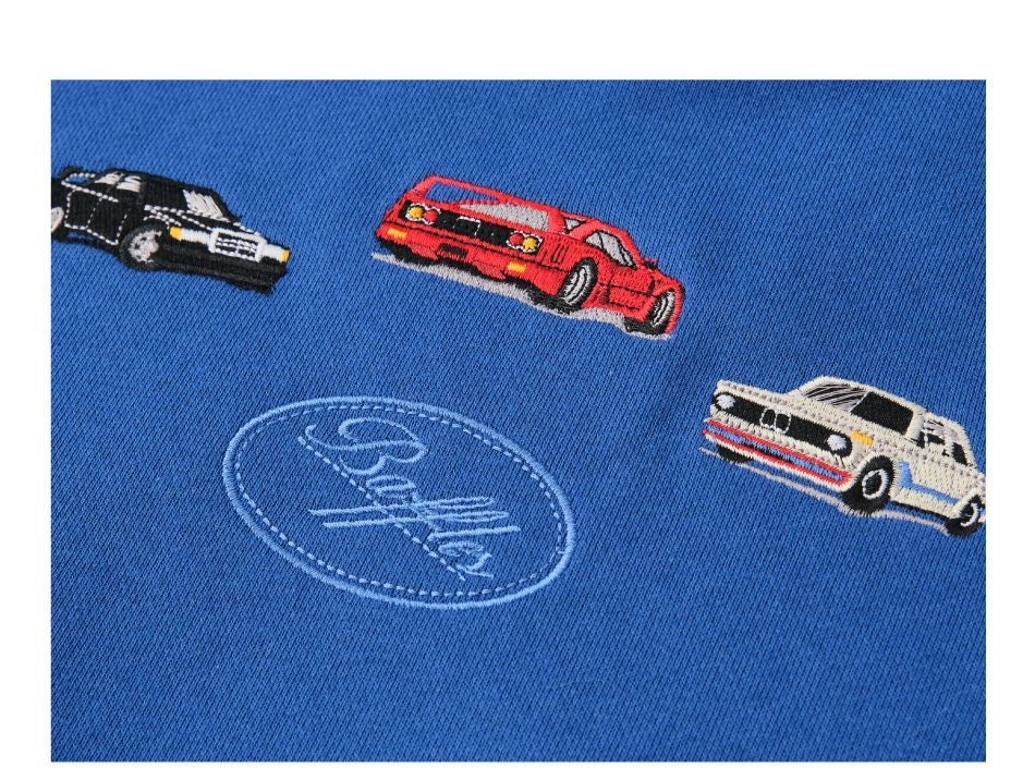 [ Coming Soon ] HeuHeu Vintage Car Embroidered Hoodie -Style Loose Fit Casual Hoodie for Fall & Winter