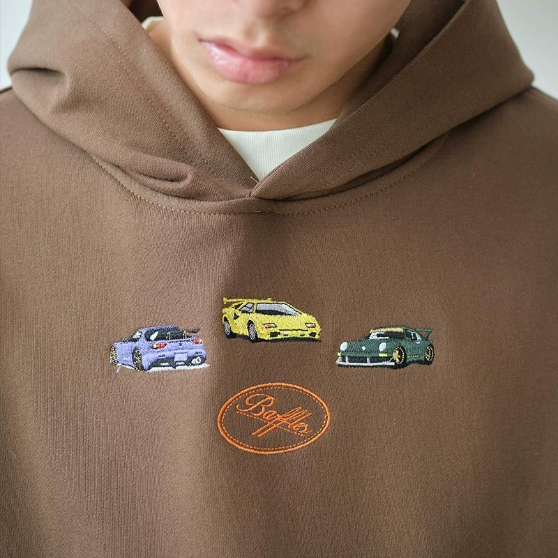 [ Coming Soon ] HeuHeu Vintage Car Embroidered Hoodie -Style Loose Fit Casual Hoodie for Fall & Winter