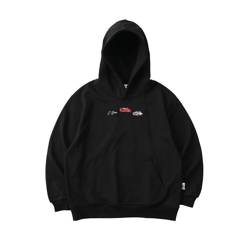 Battles Vintage Car Embroidered Hoodie -Style Loose Fit Casual Hoodie for Fall & Winter