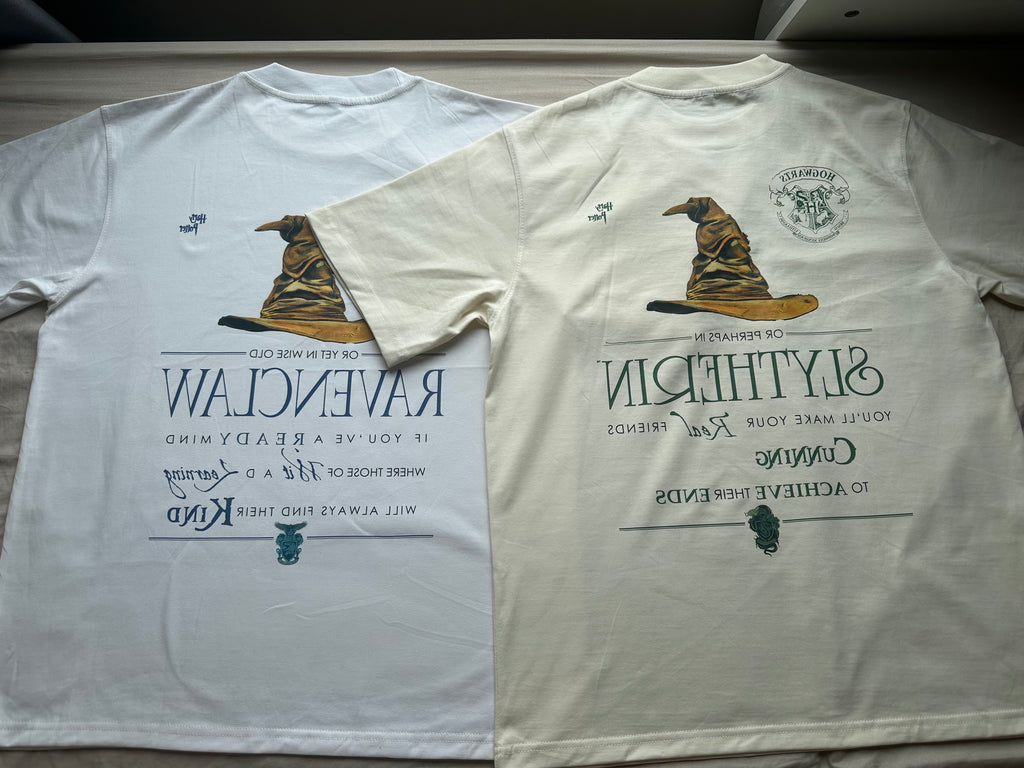 Magic School T-Shirt with Embroidered Four House Logos